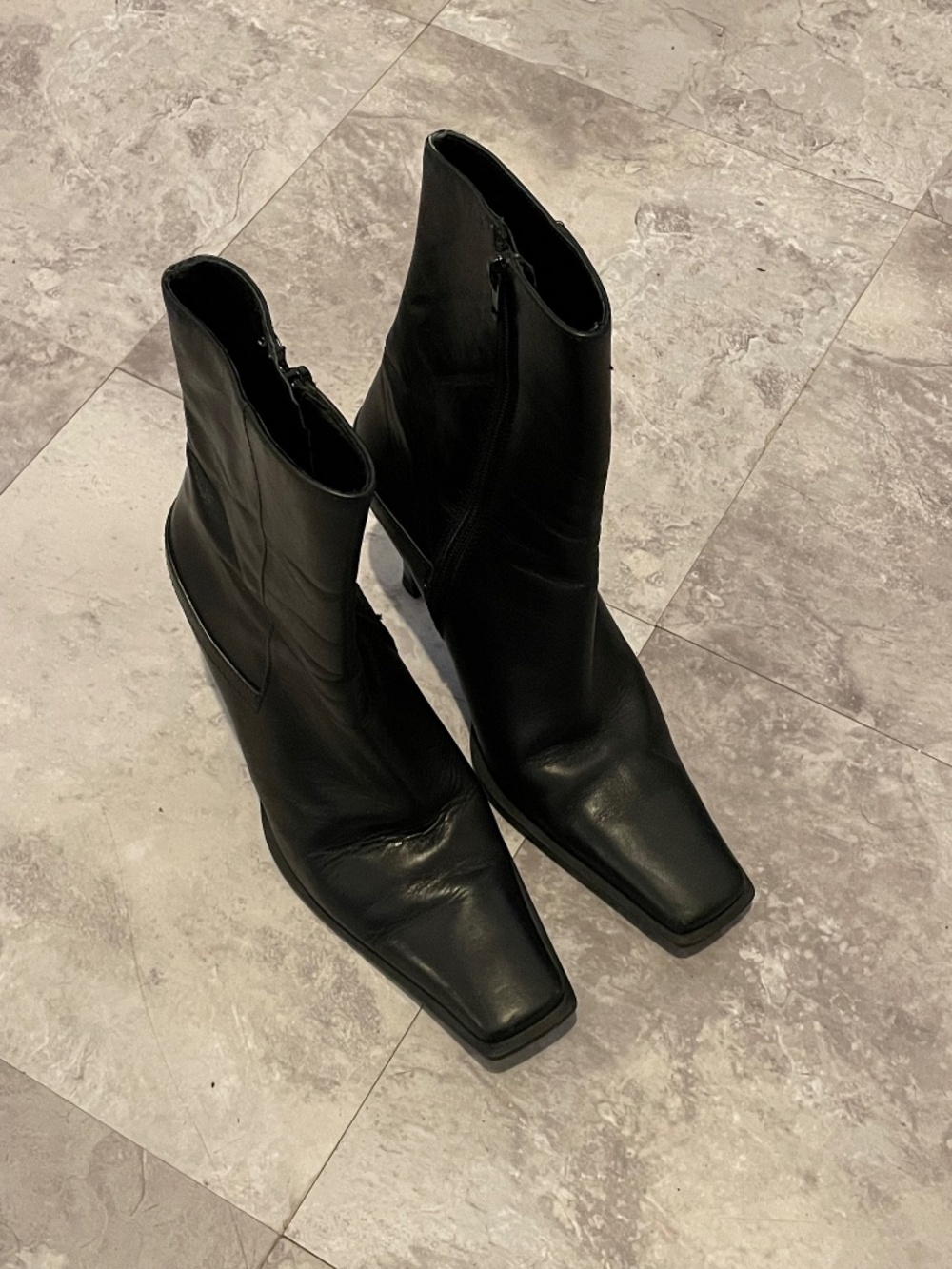 Charles David Square Toe Heel Leather Boots